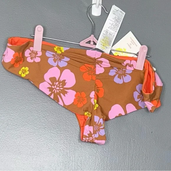Roxy x Kate Bosworth Reversible Floral Orange Cheeky Bikini Bottom - Picture 3 of 6